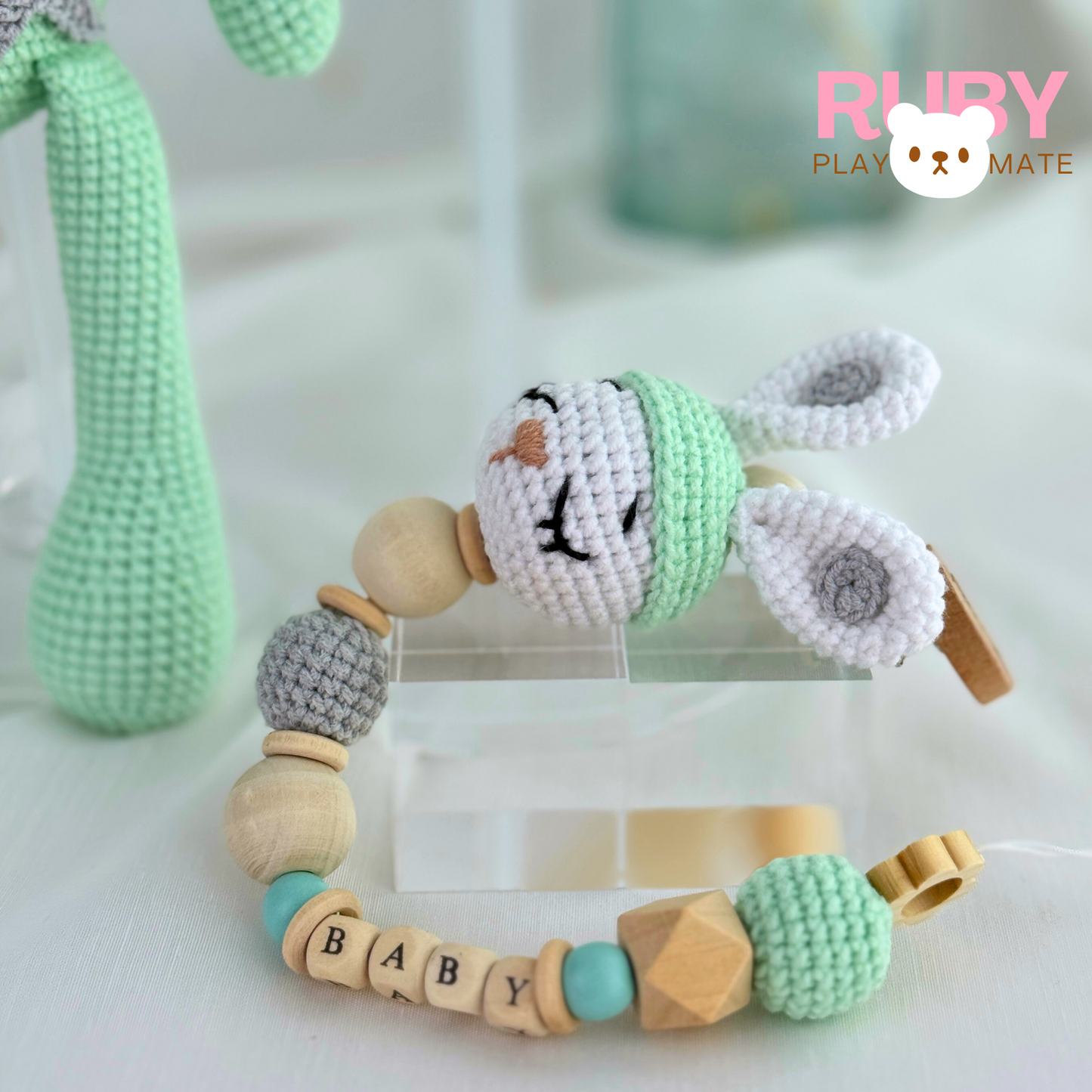 Luna Sleepy Bunny Mint Green Nursery Set