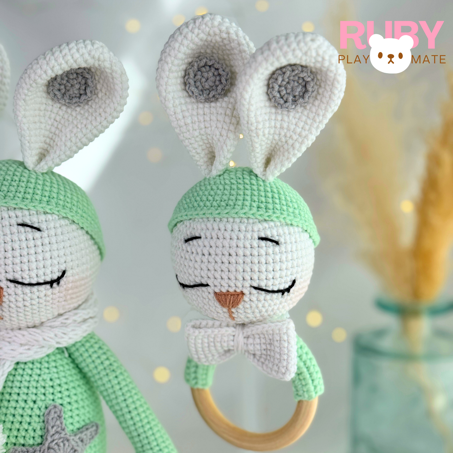 Luna Sleepy Bunny Mint Green Nursery Set