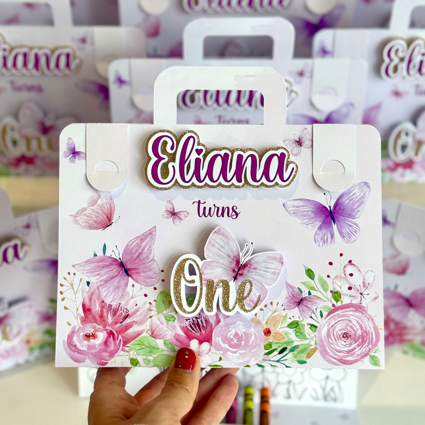 Butterfly and flower colouring suitcase