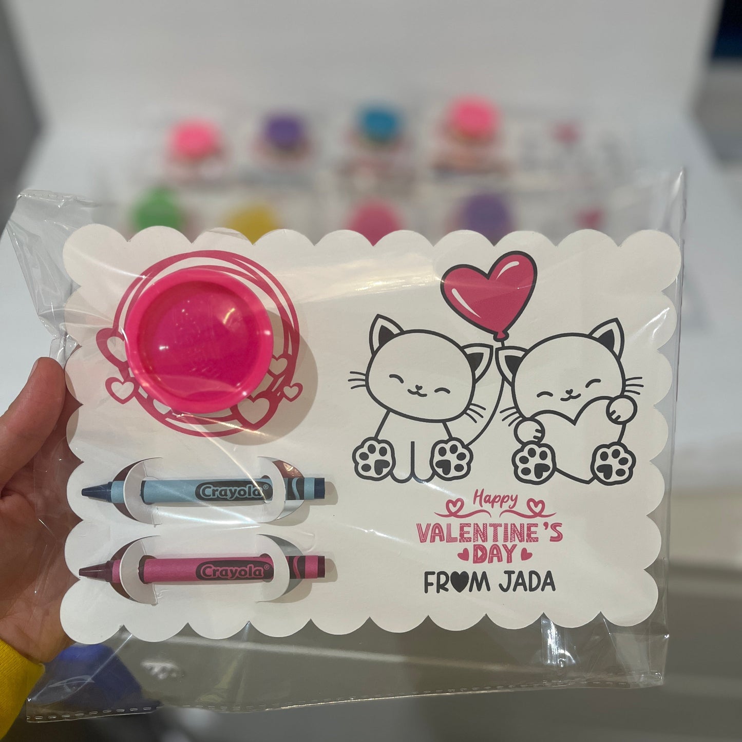 Valentine Colouring Page with Play Doh (Cats)