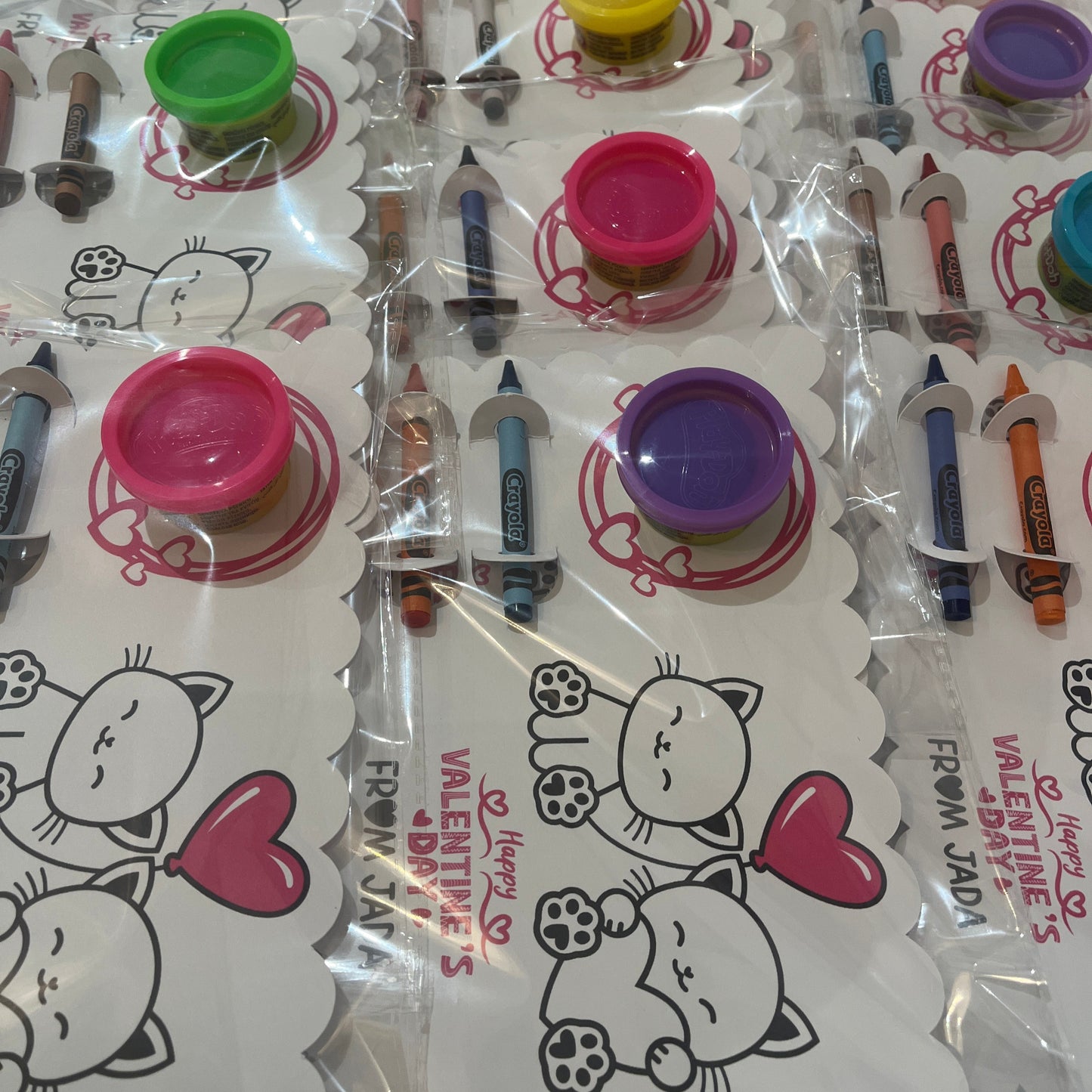 Valentine Colouring Page with Play Doh (Cats)