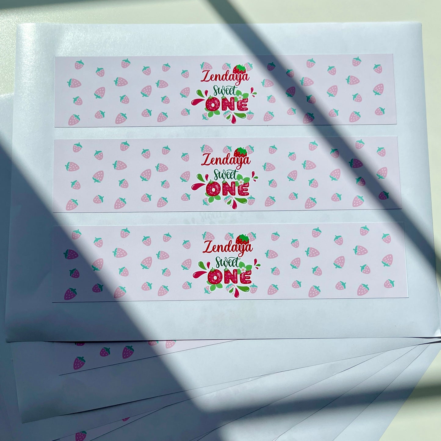 Strawberry Water Bottle Label Sticker (set of 3)
