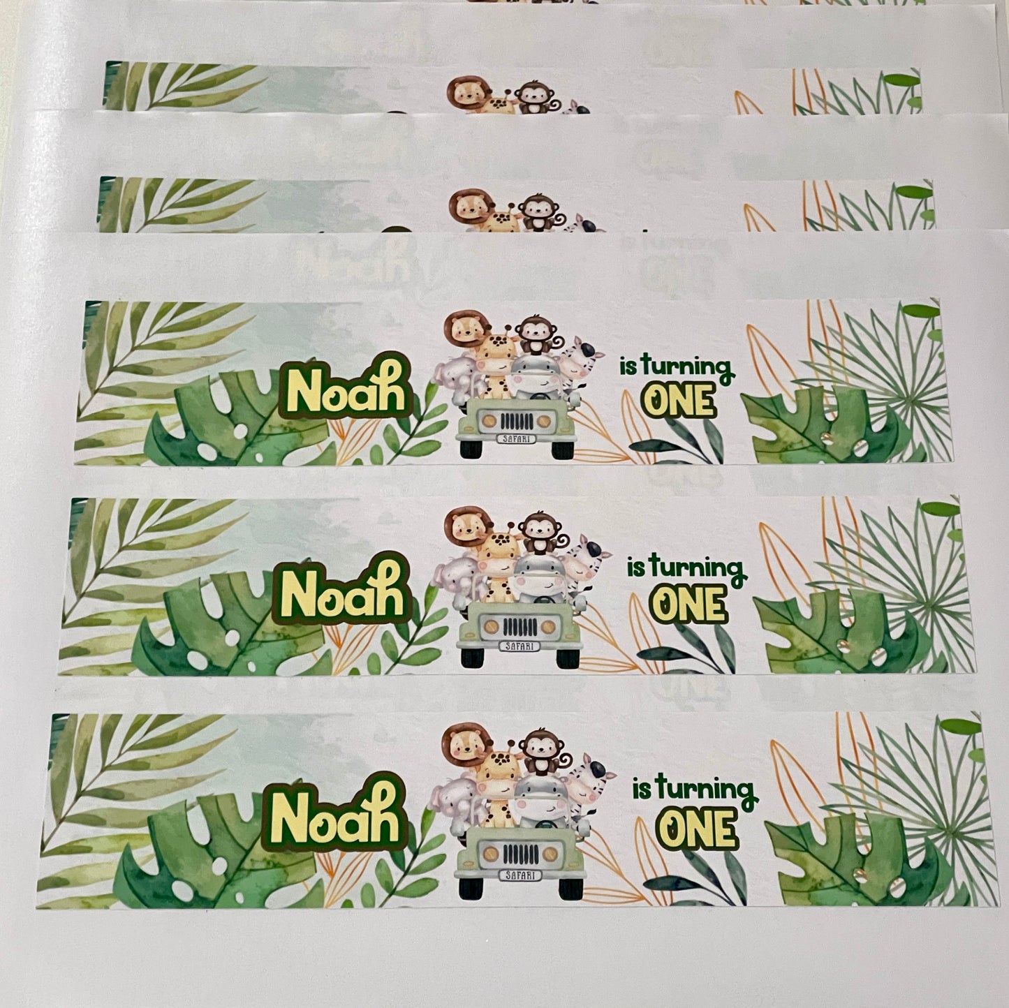 Safari Animals Water Bottle Label Sticker (set of 3)