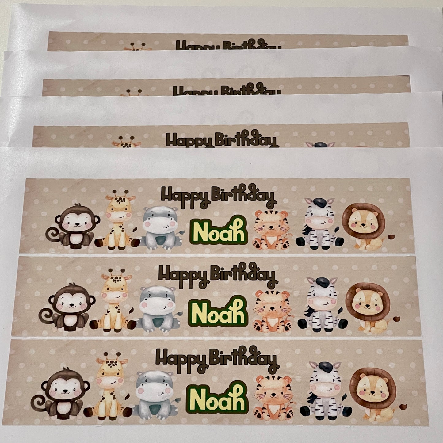 Safari Animals Water Bottle Label Sticker (set of 3)