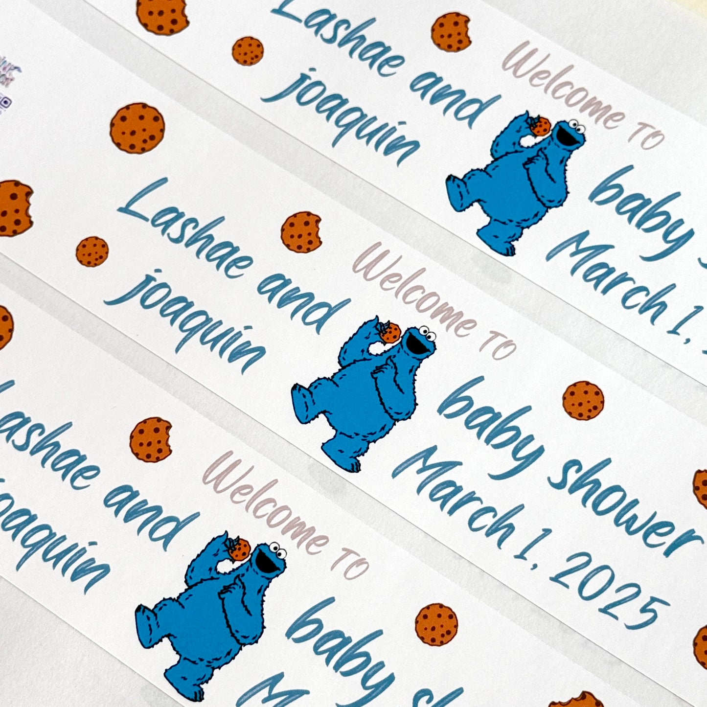 Cookie Monster Water Bottle Label Sticker (set of 12)