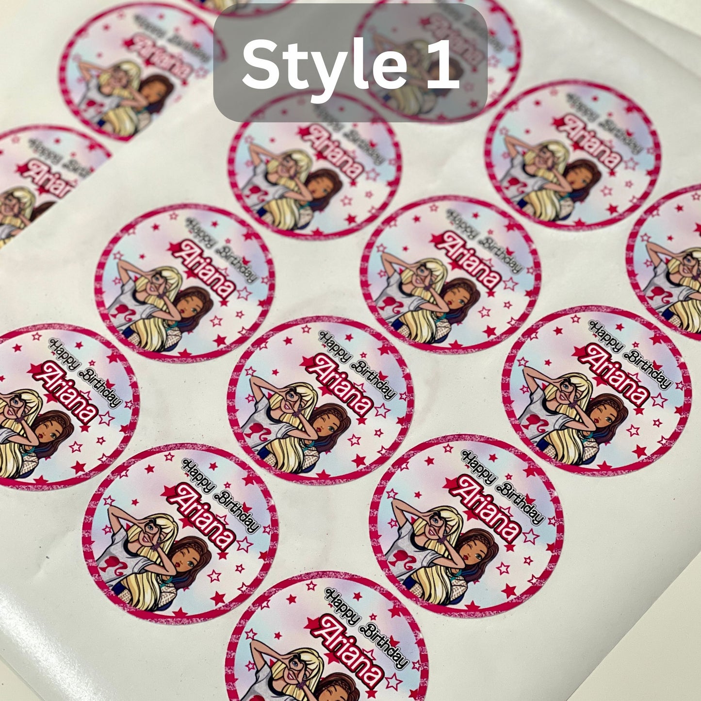 Barbie thank you sticker set of 12