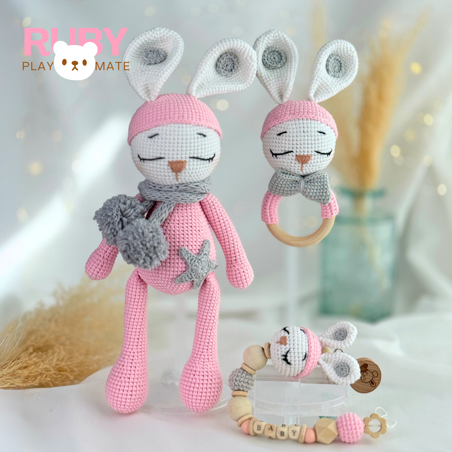 Luna Sleepy Bunny Pink Nursery Set