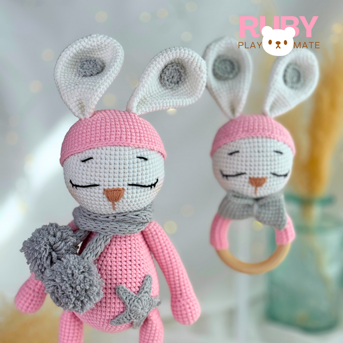 Luna Sleepy Bunny Pink Nursery Set