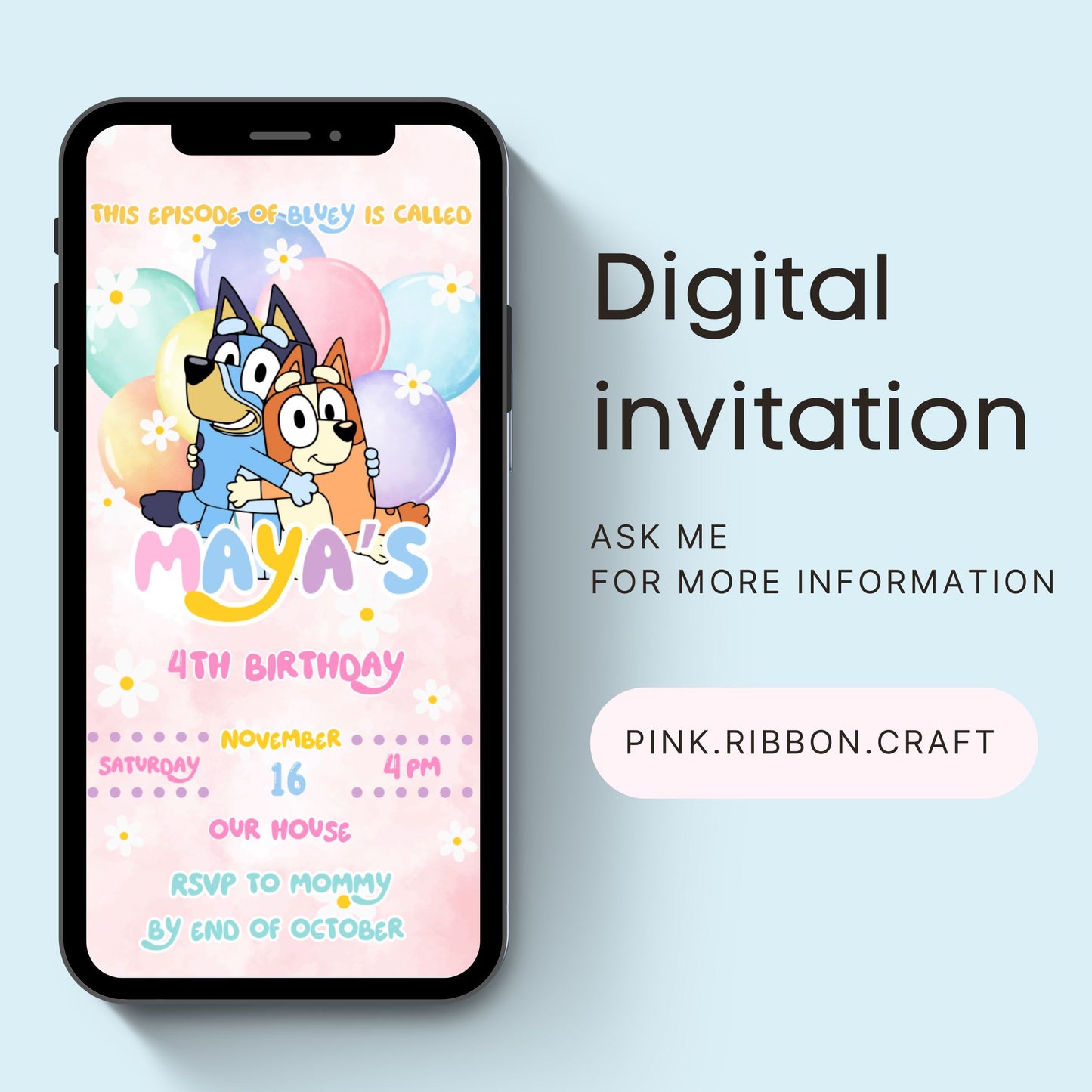 Bluey Digital Invitation