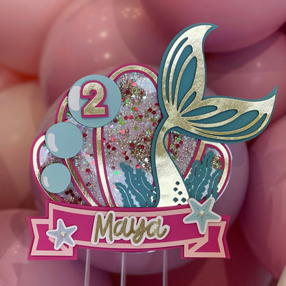 Mermaid Cake Topper Shaker Pink