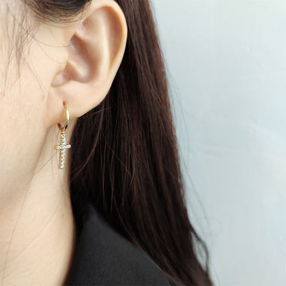 Diamond Cross Earrings