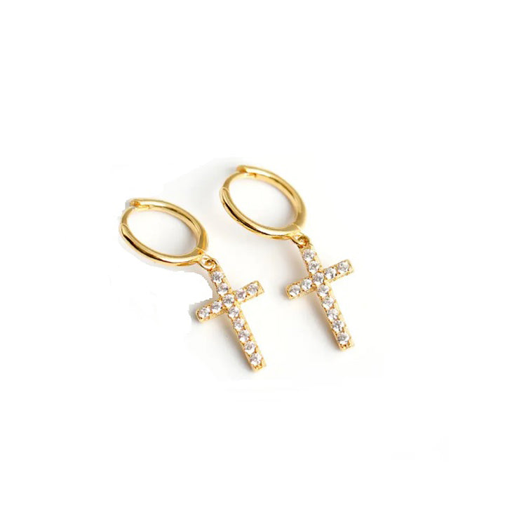 Diamond Cross Earrings