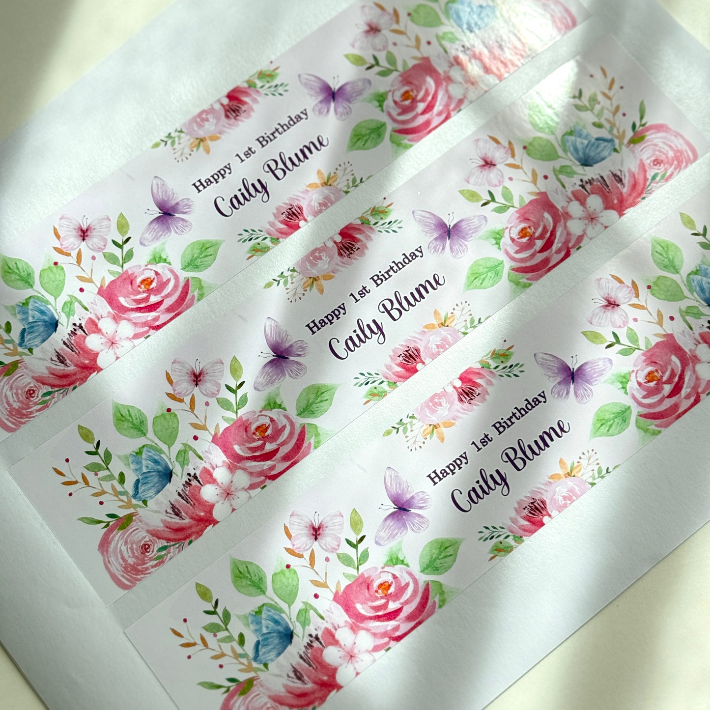 Butterfly & Flower Water Bottle Label Sticker (set of 3)
