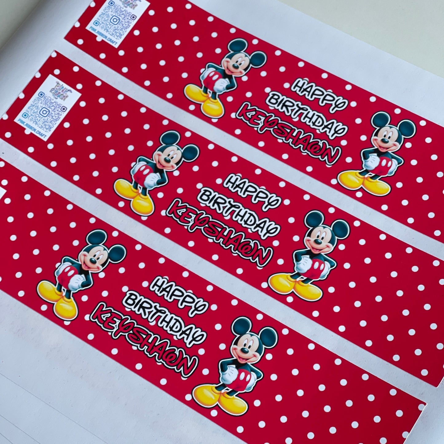 Mickey Mouse Water Bottle Label Sticker (set of 3)