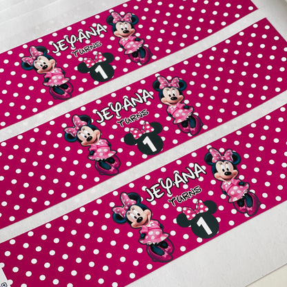 Minnie Mouse Water Bottle Label Sticker (set of 3)