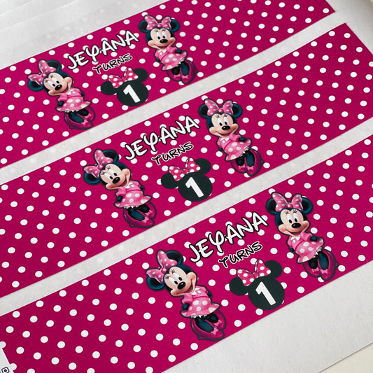 Minnie Mouse Water Bottle Label Sticker (set of 3)