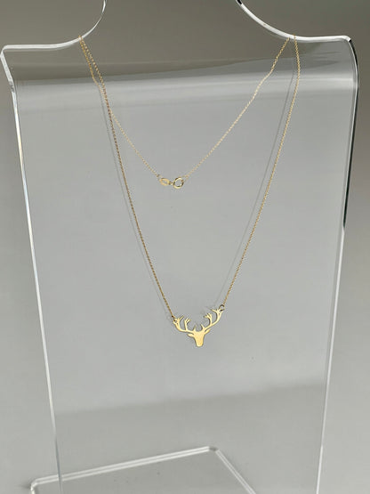 Reindeer Necklace (18K Solid Gold)