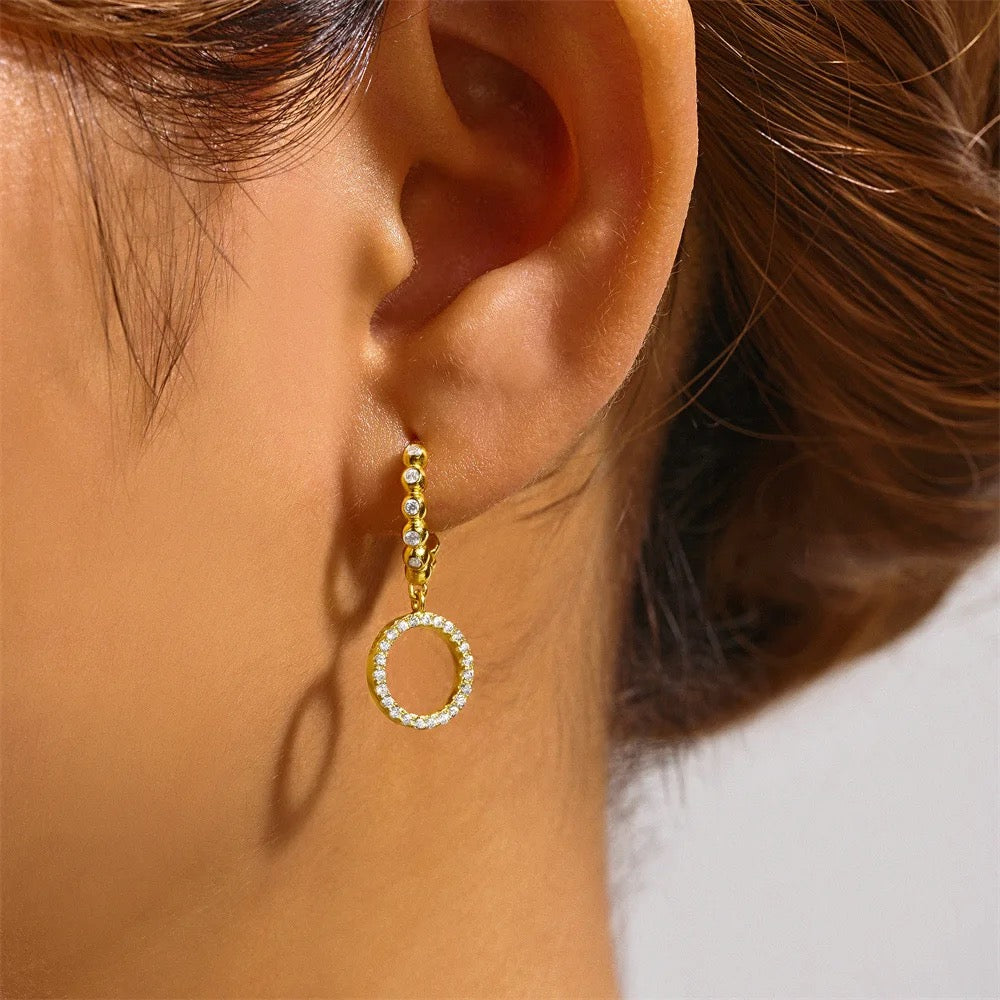 circle gem Earrings