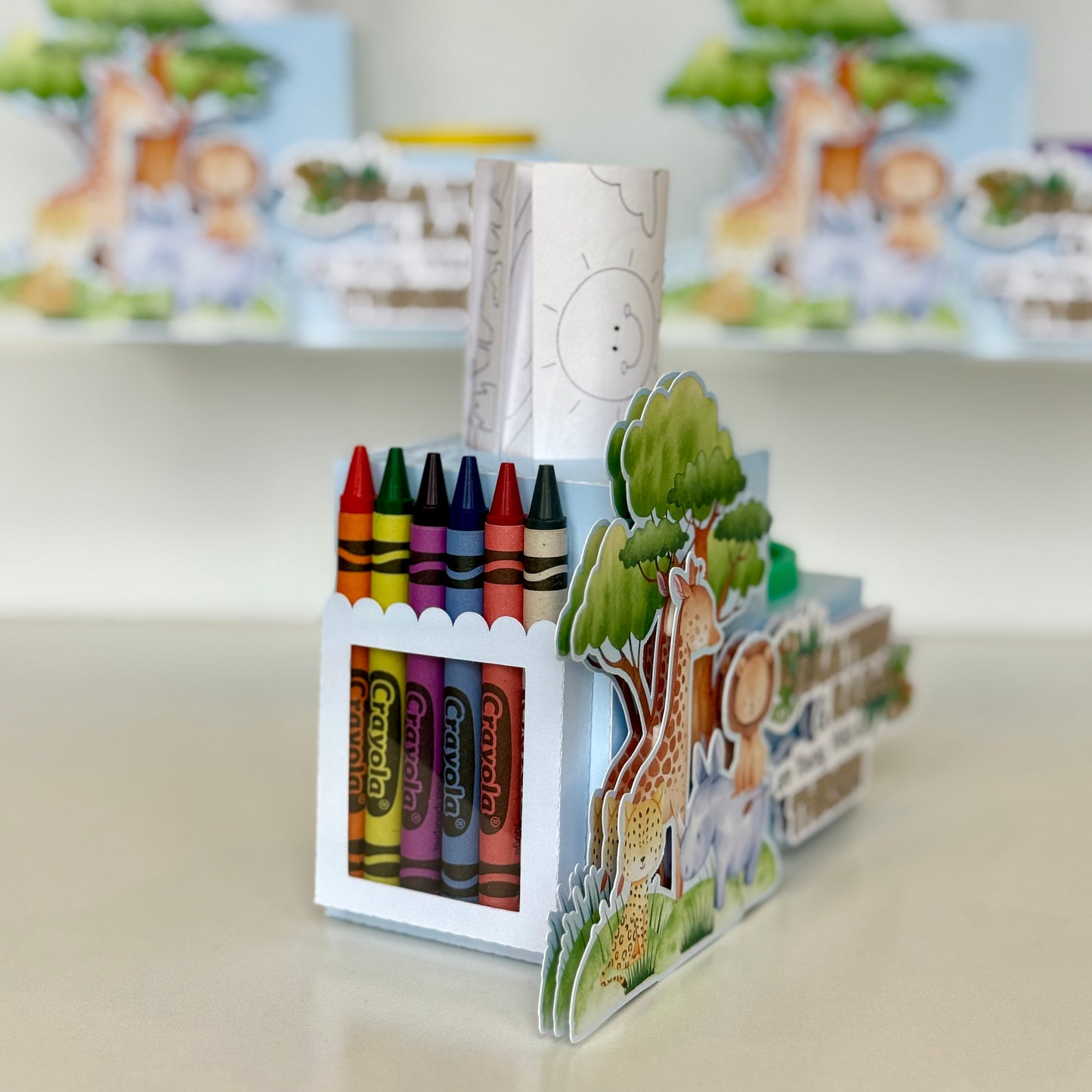 Safari Animals Colouring Box with Playdoh