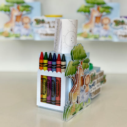 Safari Animals Colouring Box with Playdoh