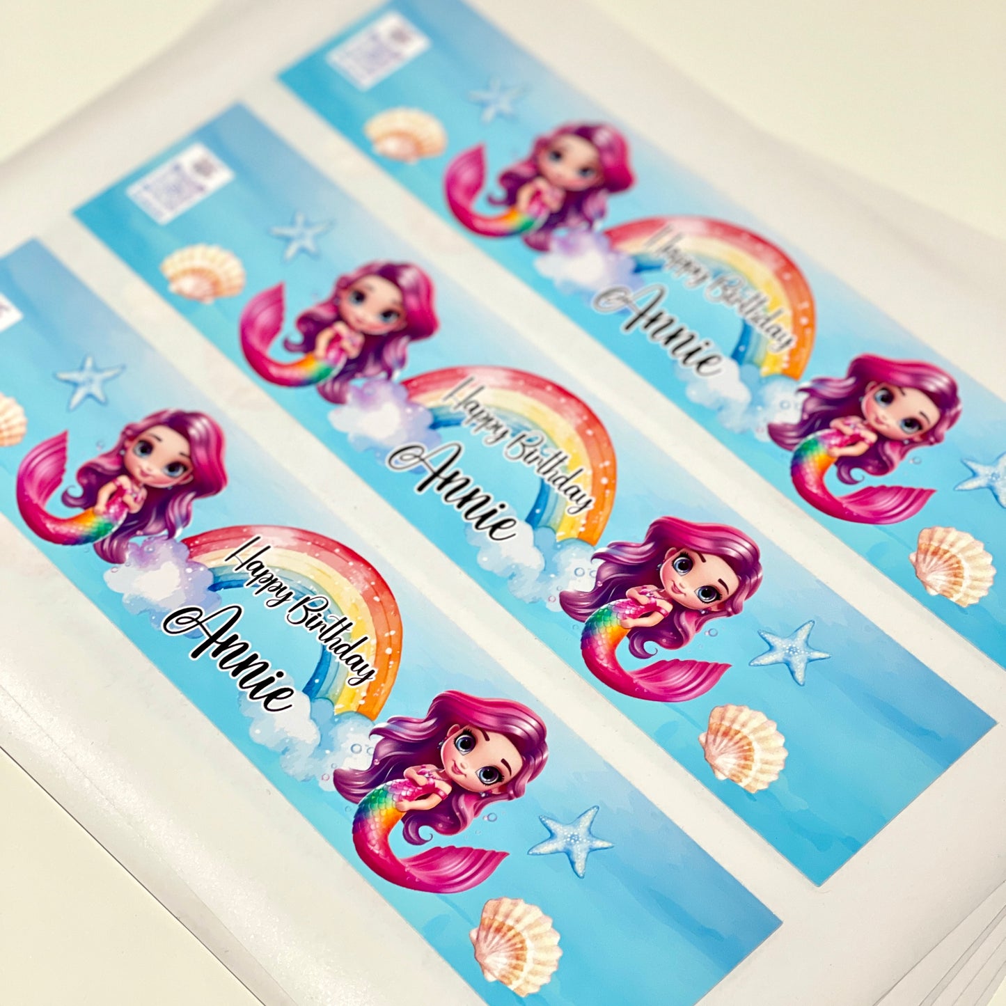 Mermaid Water Bottle Label Sticker (set of 3)