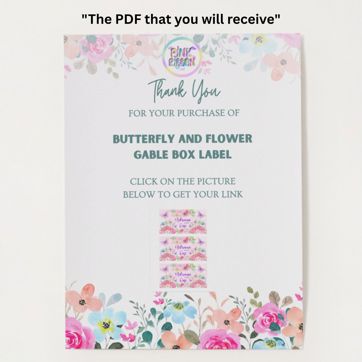 Editable Butterfly & Flowers Gable box (Digital File)