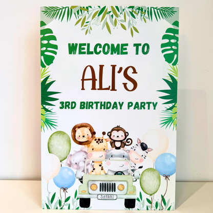 Safari Animals Welcome board