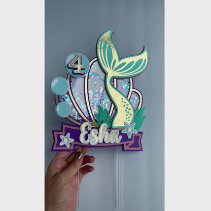 Mermaid Cake Topper Shaker Purple