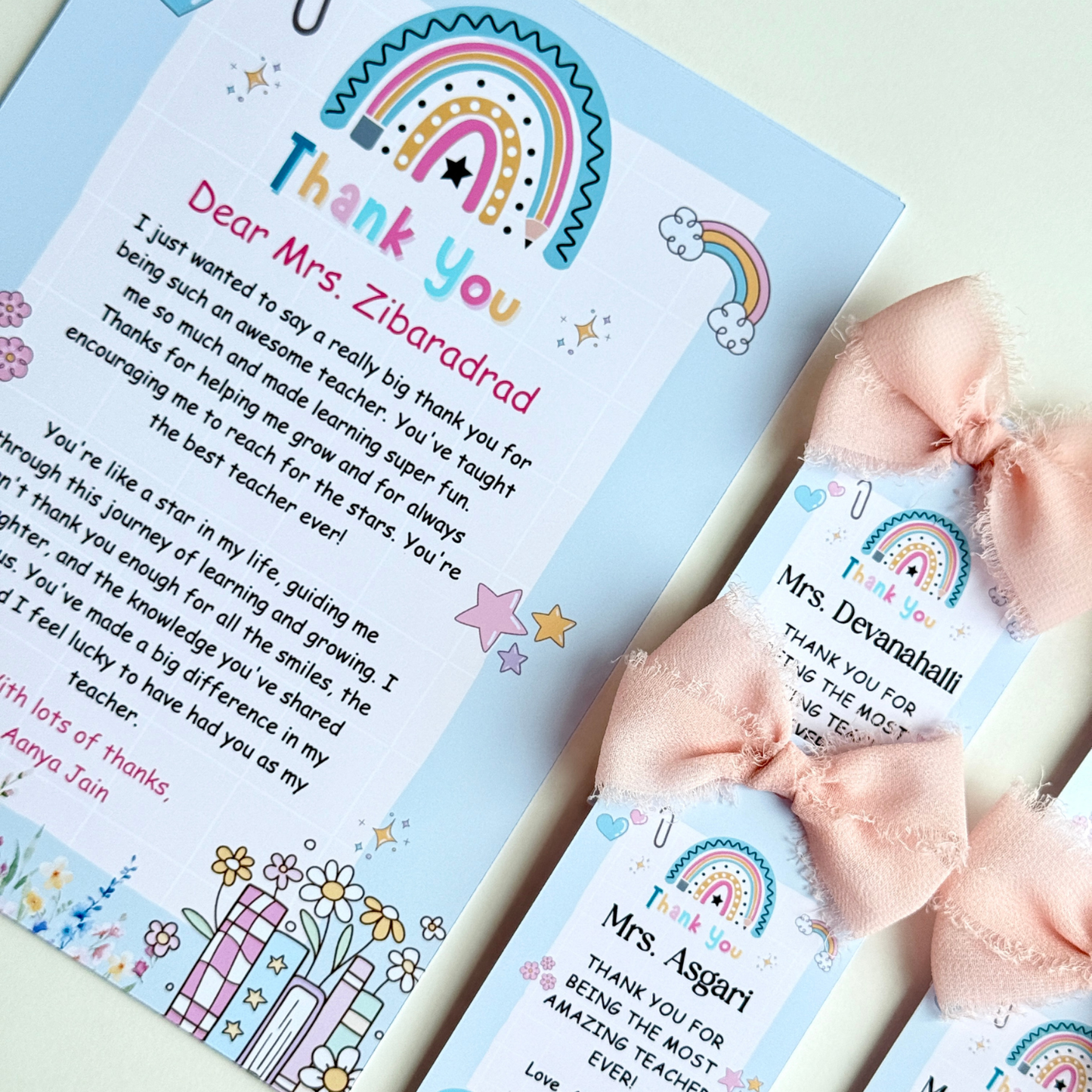 Thank You Letter and Tag For Teacher